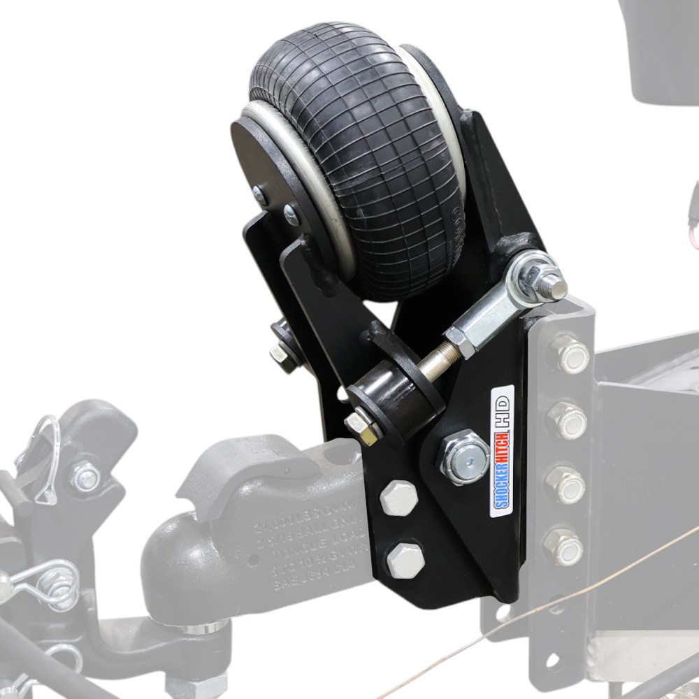 Shocker 25K HD Air Vertical Channel Trailer Tongue Mount – Hooked Up to Trailer - Angled