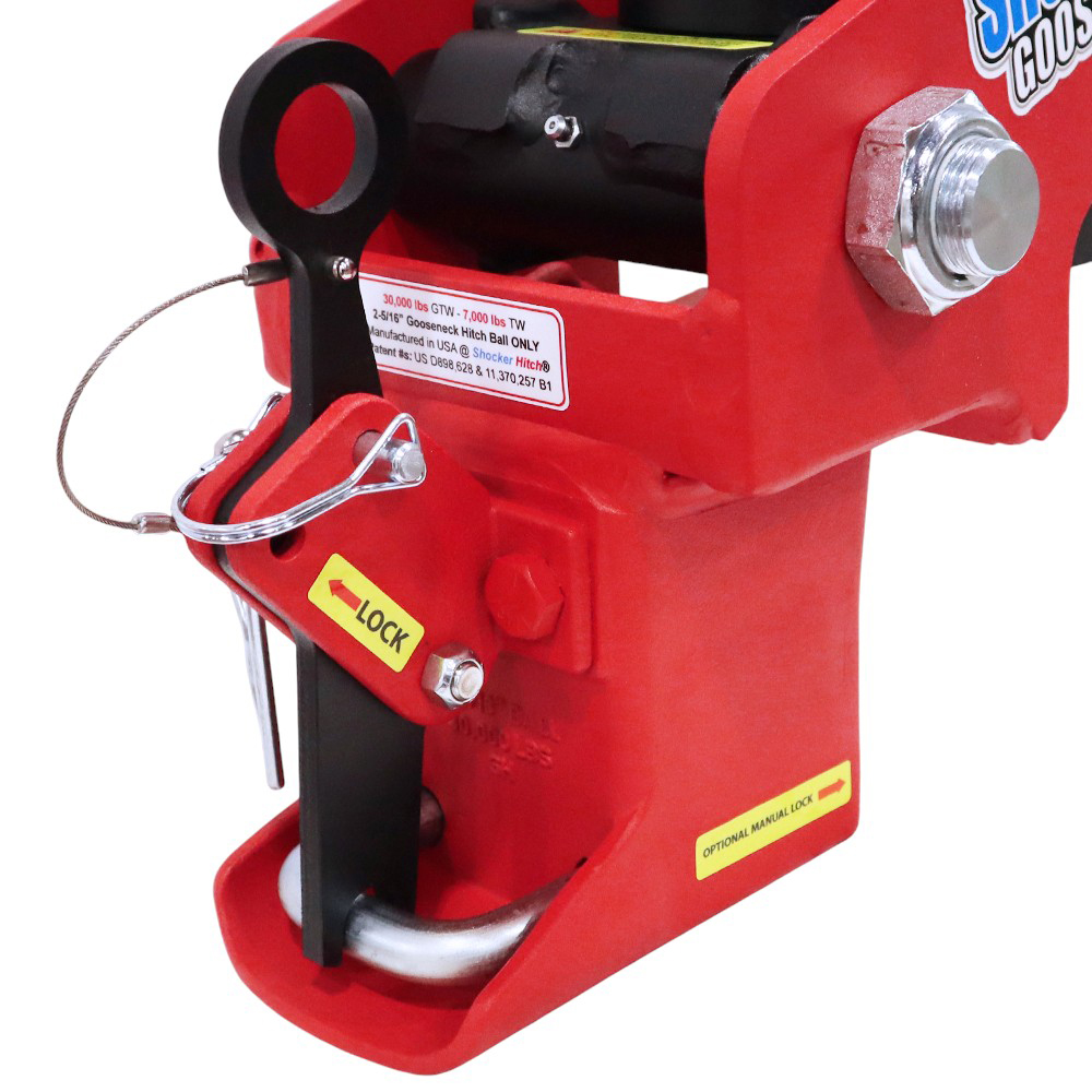 Shocker 30K Gooseneck Surge Air Hitch & Shift Lock Coupler for 2-5/16" Ball
