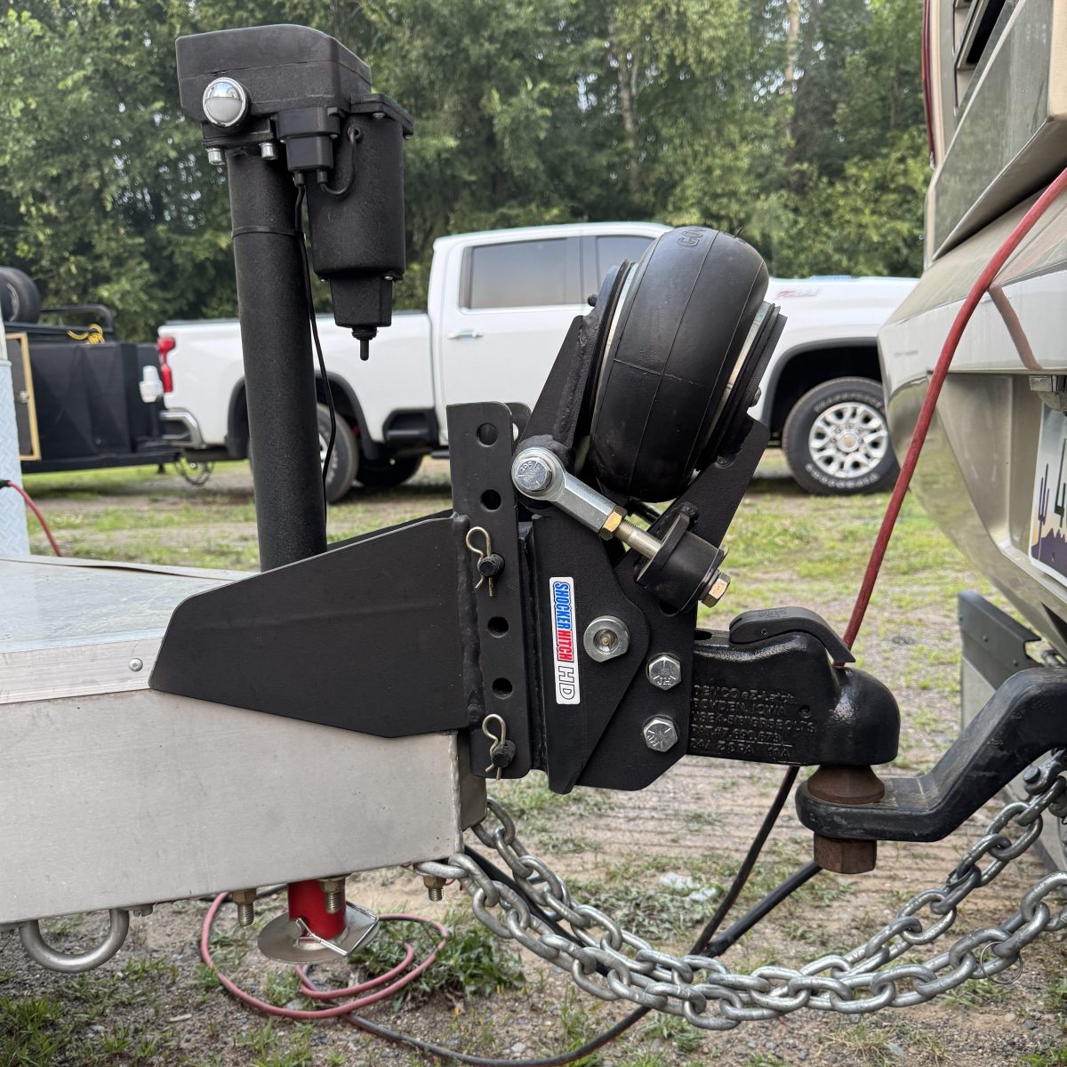 Welded Vertical Channel - Bolted onto Aluminum Trailer A-Frame - Side View