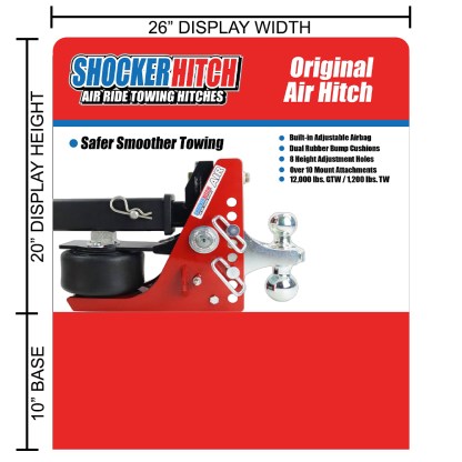 Shocker Air Hitch Counter Top Display Dimensions