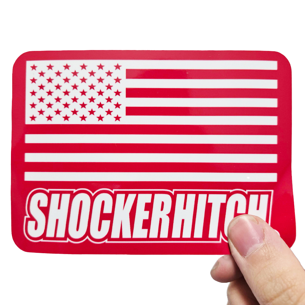Shocker Hitch American Flag Sticker -Red - 5" x 3.5" Size