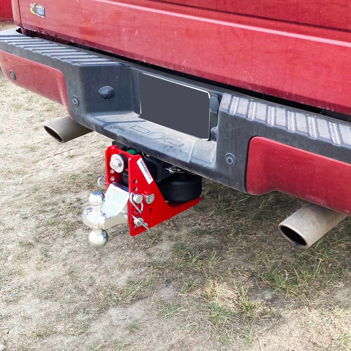 Shocker Air Bumper Hitch Combo Ball (1/2" to 4-1/2" Drop) on F150