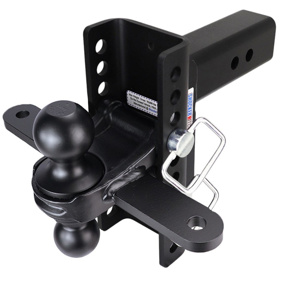 XR Adjustable Drop Hitch Sway Tab Black Combo Ball 2 1/2" Receiver 10-Hole