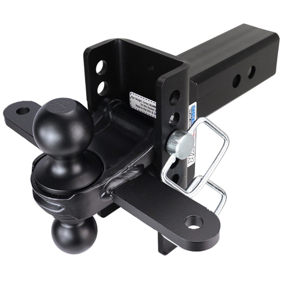 XR Adjustable Drop Hitch Sway Tab Black Combo Ball 2 1/2" Receiver 8-Hole