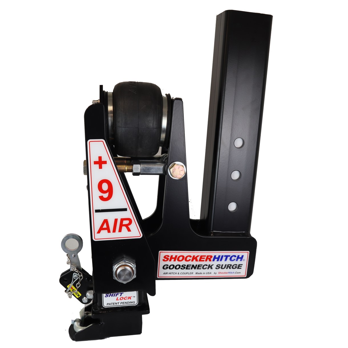 Shocker Gooseneck Air Hitch & Extension 9" Offset Coupler - Square Stem