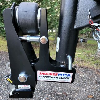 Shocker Gooseneck Surge Air Hitch with 9" Offset Coupler Installed (Round Stem - Angled Pin)
