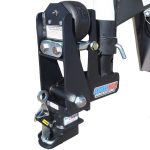 Shocker Gooseneck Surge Air Hitch and 9" Offset Coupler - Installed - Round Stem - Angled Pin Hole