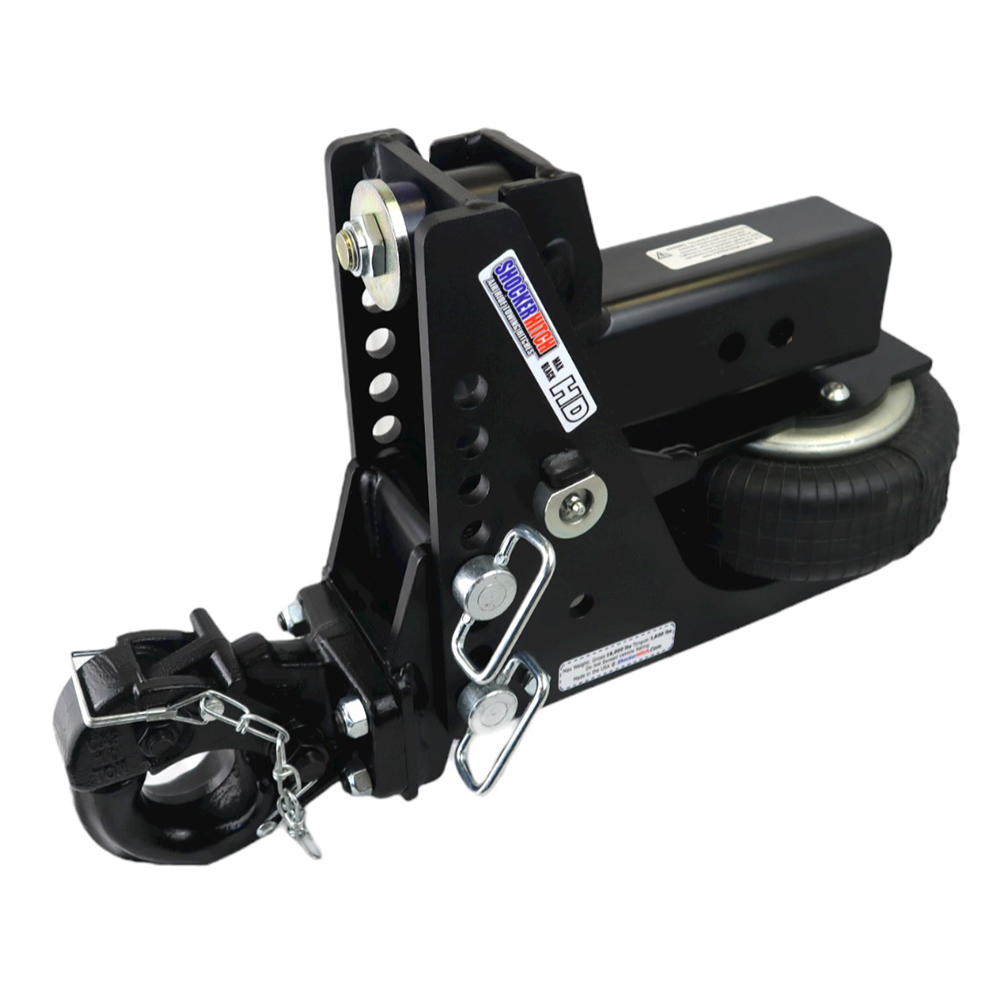 Shocker Max Black HD Air Pintle Hitch (3-inch shank) Drop Position