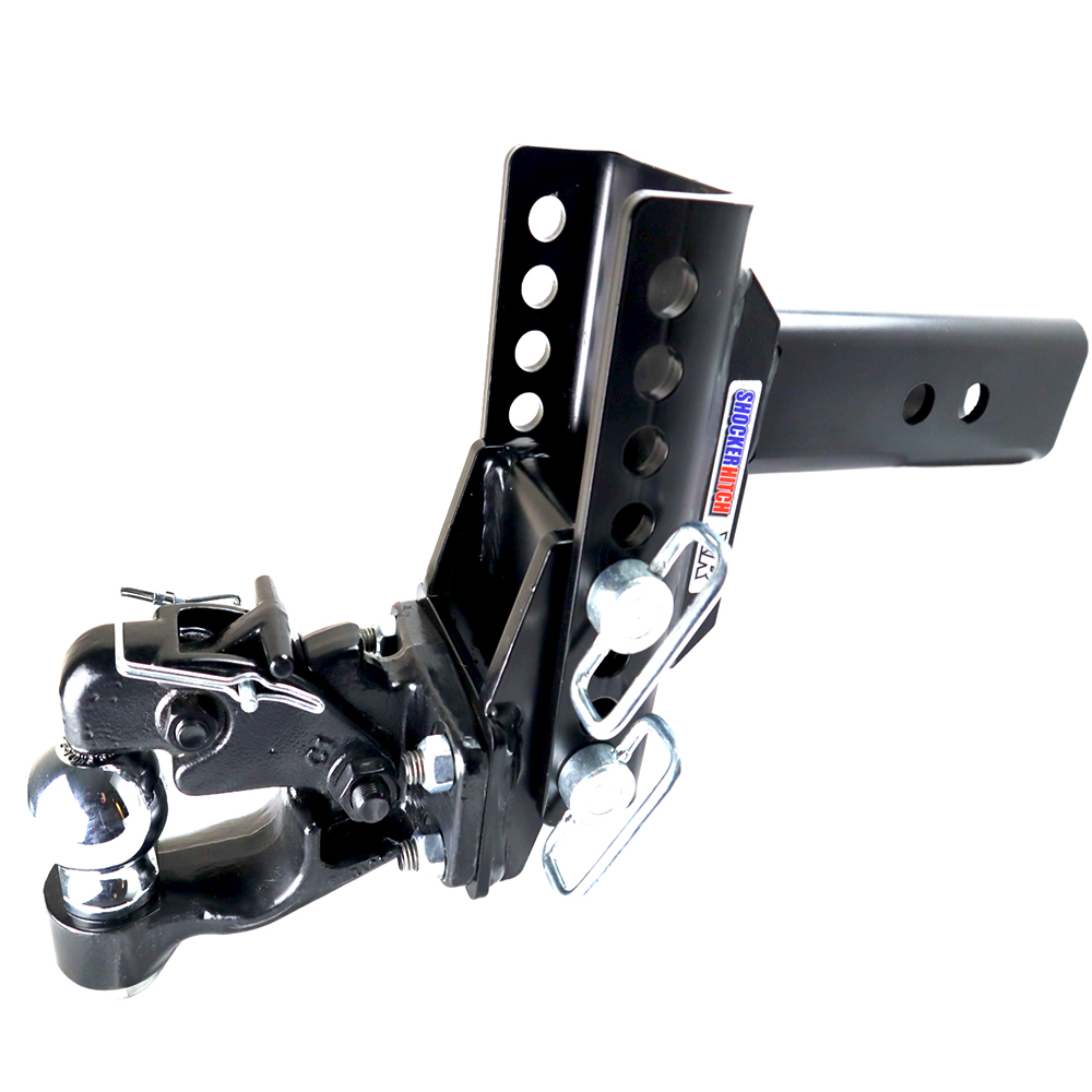 Shocker XR Adjustable Pintle & Ball Combo Hitch – 6″ Drop to 6″ Rise