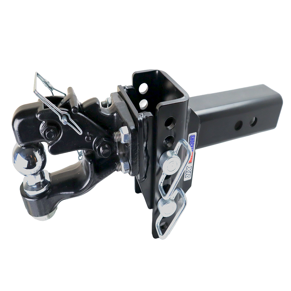 Shocker XR Adjustable Pintle & Ball Mount Combo Hitch – 6″ Drop to 6″ Rise