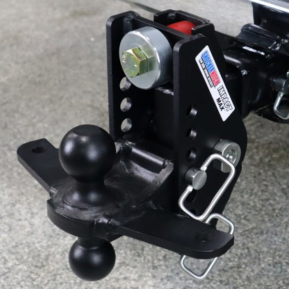 Shocker 20K Impact Max Cushion Bumper Hitch with Black Combo Ball Mount with Sway Tabs - Max Drop