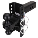 Shocker XR Channel Drop Hitch - Black Combo Balls - Fits 2-1/2" Receiver - 10 Hole Frame