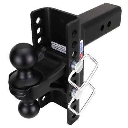 Shocker XR Channel Drop Hitch - Black Combo Balls - Fits 2-1/2" Receiver - 10 Hole Frame