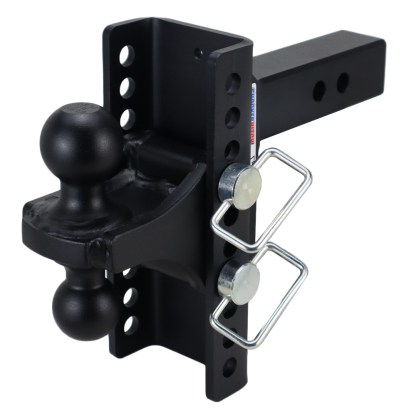 Shocker XR Adjustable Bumper Hitch with Black Combo Ball Mount - 10-Hole Channel - For 2" Receiver