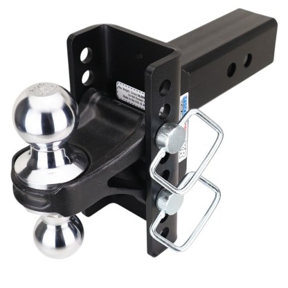 Shocker XR Channel Drop Hitch - Chrome Combo Balls - Fits 2-1/2" Receiver - 8 Hole Frame