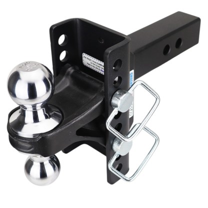 Shocker XR Channel Drop Hitch - Chrome Combo Balls - Fits 2" Receiver - 8 Hole Frame