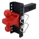 Shocker XR Adjustable Bumper Hitch with Red Combo Ball Mount - 10-Hole Channel - For 2" Receiver