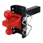 Shocker XR Adjustable Bumper Hitch with Red Combo Ball Mount - 8-Hole Channel - For 2" Receiver