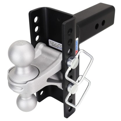 Shocker XR Channel Drop Hitch - Silver Combo Balls - Fits 2-1/2" Receiver - 10 Hole Frame