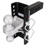 Shocker XR Channel Drop Hitch - Silver Combo Balls - Fits 2" Receiver - 10 Hole Frame
