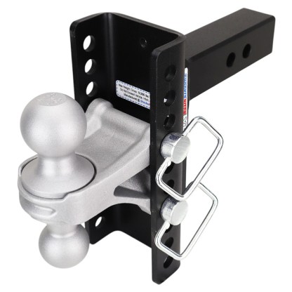 Shocker XR Channel Drop Hitch - Silver Combo Balls - Fits 2" Receiver - 10 Hole Frame
