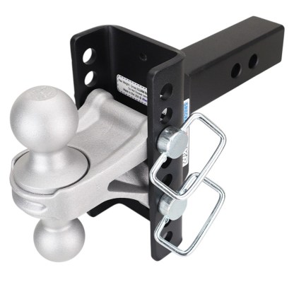 Shocker XR Channel Drop Hitch - Silver Combo Balls - Fits 2" Receiver - 8 Hole Frame