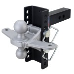 Shocker XR Adjustable Bumper Hitch with Silver Combo Ball Mount with Sway Tabs - 10-Hole Channel - For 2-1/2" Receiver