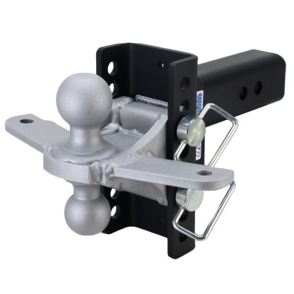 Shocker XR Adjustable Bumper Hitch with Silver Combo Ball Mount with Sway Tabs - 8-Hole Channel - For 2-1/2" Receiver