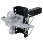 Shocker XR Adjustable Bumper Hitch with Silver Combo Ball Mount with Sway Tabs - 8-Hole Channel - For 2" Receiver