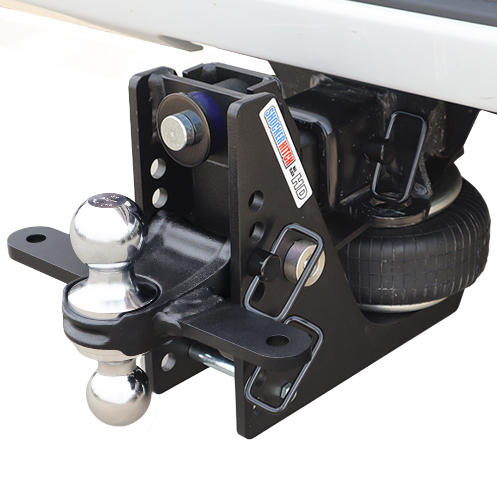 20K HD Max Air Hitch with Sway Tab Chrome Combo Ball On Truck
