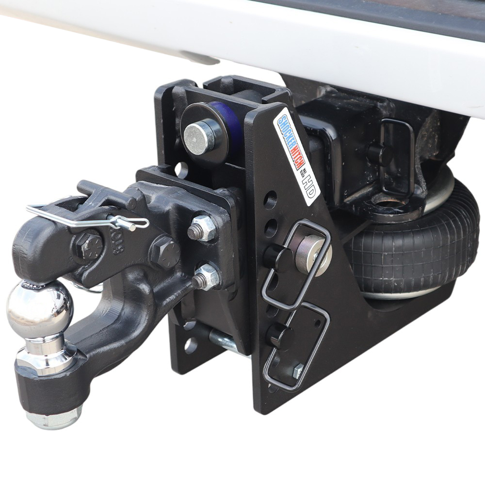 20K HD Max Black Air Hitch & 8-Ton Pintle w/ 2" Ball Installed