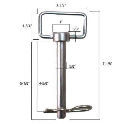 Shocker Ball Mount D-Handle Hitch Pin with Clip Diagram