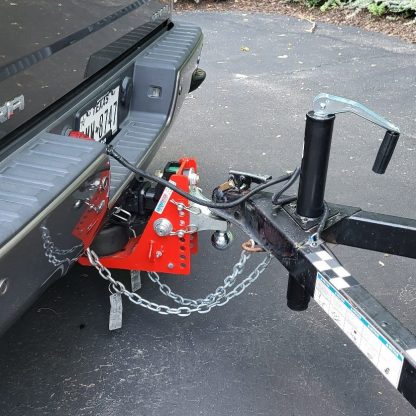 Shocker 12K Air Hitch with Combo Ball Attached to Trailer