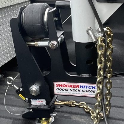 Shocker Gooseneck Air Hitch & 9" Offset Coupler Installed (100MM Round - Angled Pin)