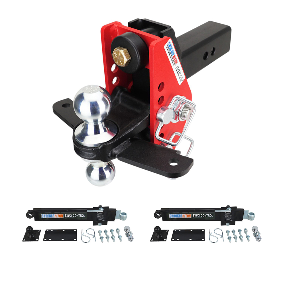 Shocker 14K Impact Dual Cushion Hitch Chrome Combo Ball & Sway Control Towing Kit - 2-1/2" Receiver