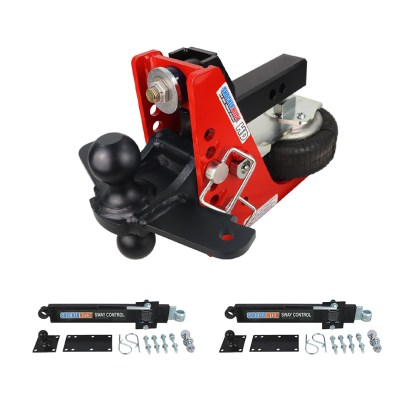 hocker 20K HD Air Hitch with Black Sway Tab Combo Ball and Dual Sway Control Towing Kit - For 2 Receiver