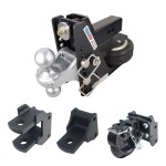 Shocker 20K Max Black HD Air Bumper Hitch Farm Mount Towing Kit with Pintle Hook, Clevis Pin, Standard Drawbar and Silver Combo Ball Mount - 2-1/2" Shank