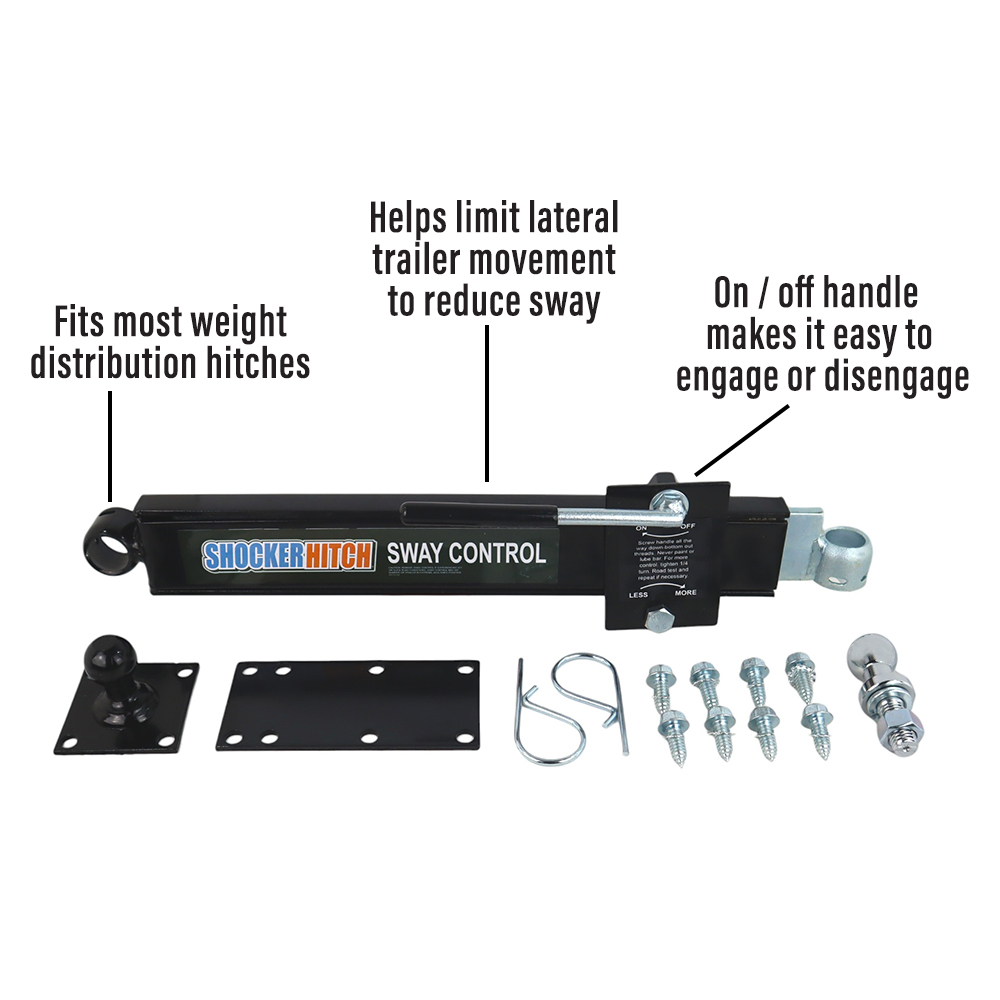 Shocker Air Hitch Combo Ball & Sway Control Towing Kit (Fits 2.5 Hitch - 12000 lbs 1 Sway Arm Kit)