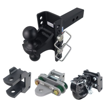 Shocker XR Adjustable Farm Mount Towing Kit with Pintle Hook, Clevis Pin, Quad Cushion Drawbar and Black Combo Ball Mount