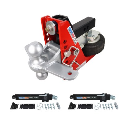 Shocker 20K HD Air Hitch with Sway Tab Combo Ball and Dual Sway Control Towing Kit - 2" Shank