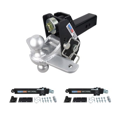 Shocker 20K Impact Max Cushion Hitch with Sway Tab Combo Ball and Dual Sway Control Towing Kit - 2-1/2" Shank