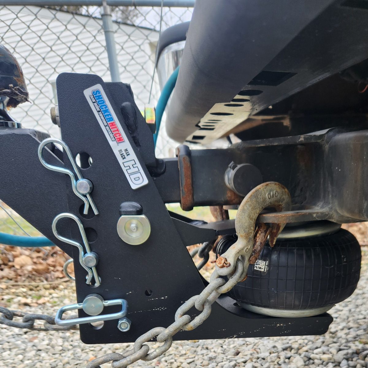Max Black Air Bumper Hitch with Raised Mount Installed (Under Side View)