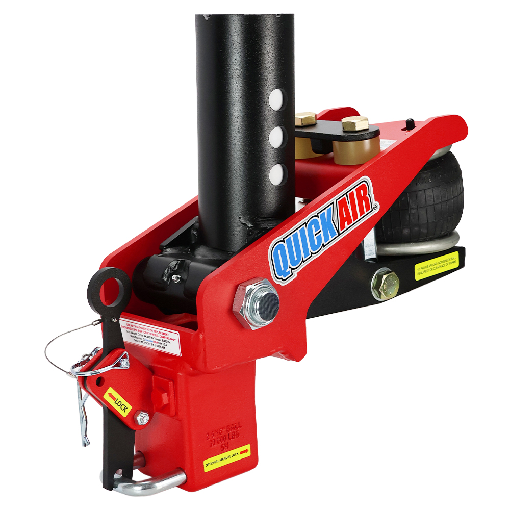Quick Air Gooseneck with Shift Lock Coupler For 5th Wheel Gooseneck Pin Box - Angled