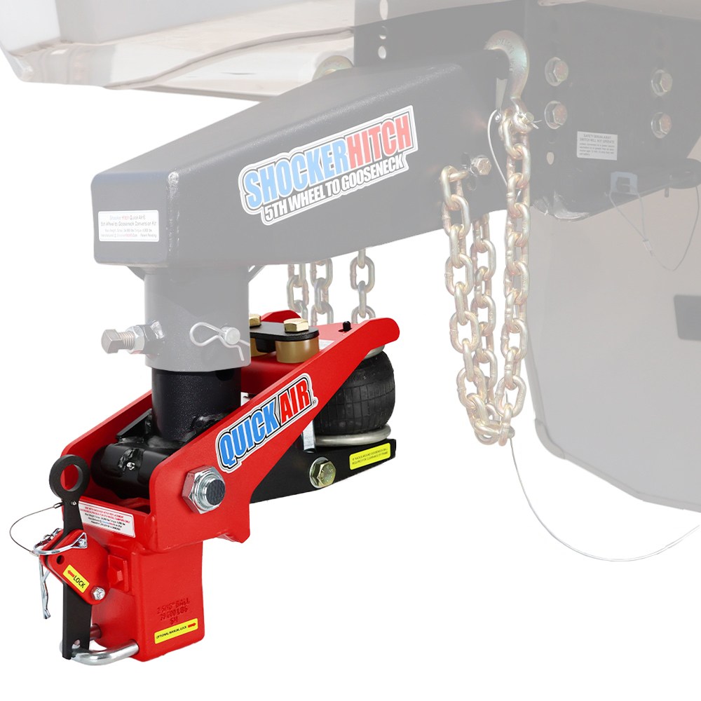 Quick Air Gooseneck with Shift Lock Coupler For 5th Wheel Gooseneck Pin Box - In Use