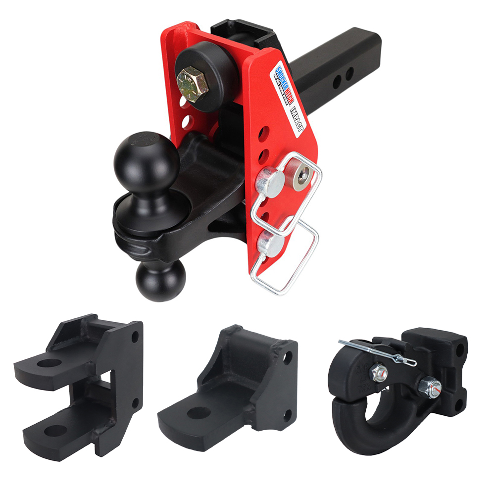 Impact Cushion Hitch Farm Tow Kit: Pintle Hook, Clevis Pin, Drawbar & Black Combo Ball - 2" Receiver