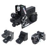 Shocker 12K Max Black Air Bumper Hitch Farm Mount Towing Kit with Pintle Hook, Clevis Pin, Standard Drawbar and Black Combo Ball Mount - For 3 Receiver