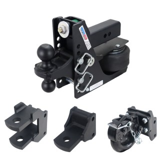Shocker 12K Max Black Air Bumper Hitch Farm Mount Towing Kit with Pintle Hook, Clevis Pin, Standard Drawbar and Black Combo Ball Mount