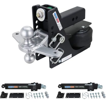 Shocker 12K Max Black Air Hitch with Sway Tab Combo Ball and Dual Sway Control Towing Kit - Fits 2-1/2" Receiver Hitch