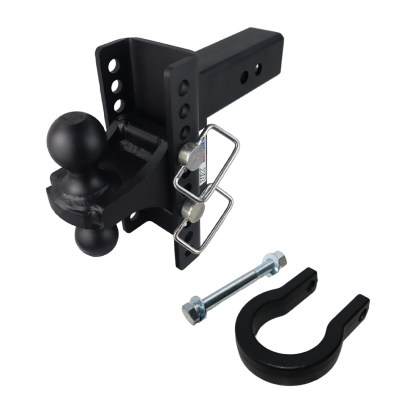 Shocker XR 10-Hole Channel Hitch with Black Combo Ball & Shackle Kit - For 2-1/2" Receiver Hitch
