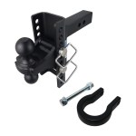 Shocker XR 10-Hole Channel Hitch with Black Combo Ball & Shackle Kit - For 2" Receiver Hitch